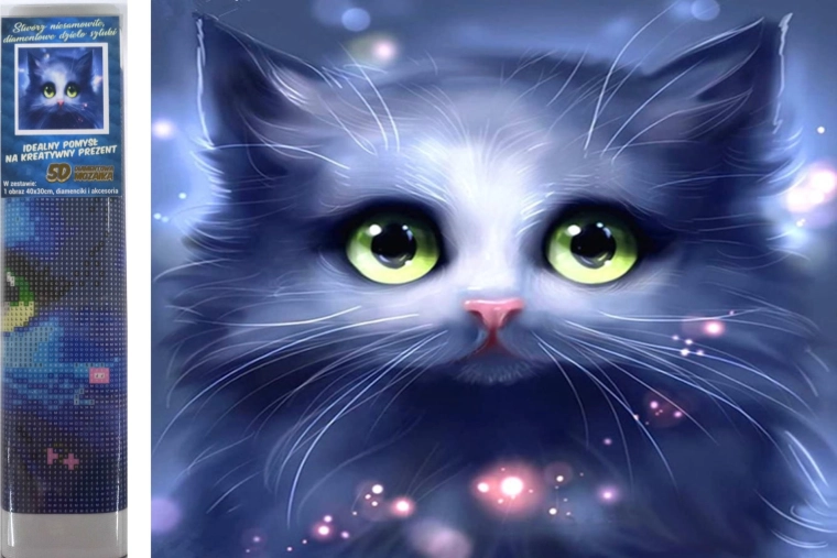 Diamantové maľovanie sivé mačiatko 30 × 40 cm