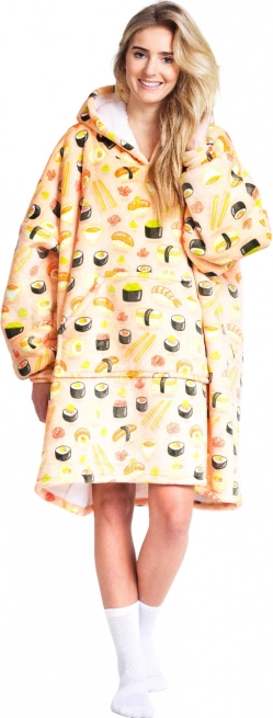 Cozy Noxxiez mikinová deka s kapucňou sushi – oversize nositeľná deka