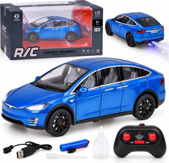 RC auto Tesla Model X v mierke 1:22 s LED svetlami a efektom hmly