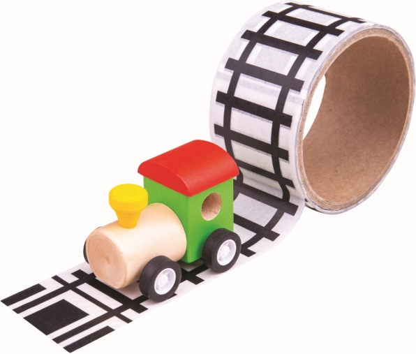 Lepiaca páska s koľajami a dreveným vláčikom Bigjigs Toys