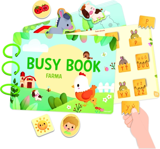 Janod Farma Busy Book interaktívna kniha s aktivitami a abecedou