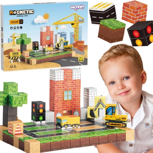 Woopie magnetické konštrukčné kocky – stavenisko 115 dielov