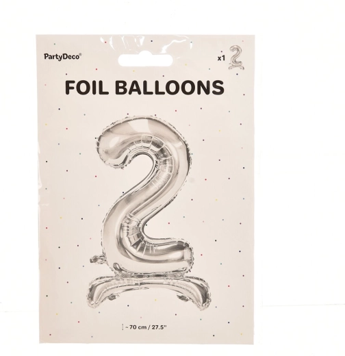 Fóliový balónik číslo 2 stojaci strieborný 70 cm