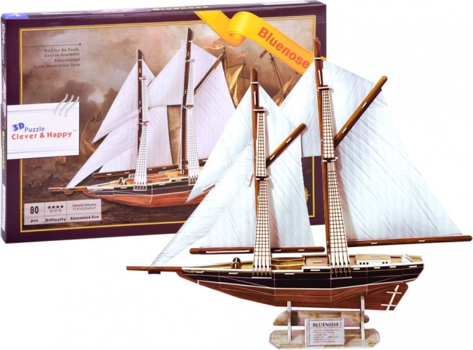 3D puzzle plachetnica BLUENOSE – drevený model lode