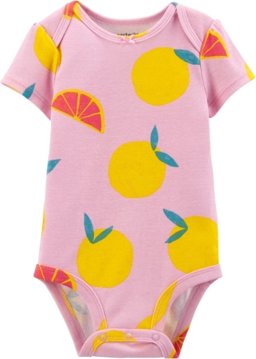 Dojčenské body Carter's s krátkym rukávom Purple Lemon pre dievčatká, veľkosť 56