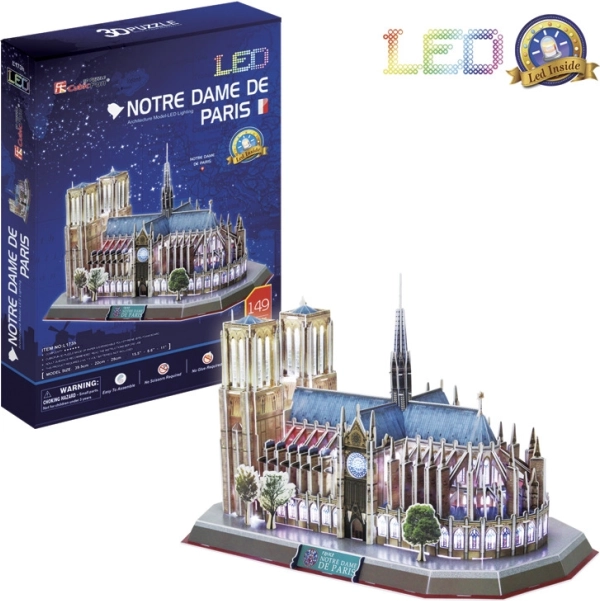 Svietiace 3D puzzle Katedrála Notre-Dame 149 dielikov