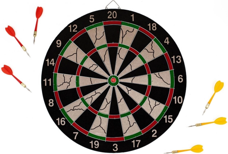 Acra závesný terč na šípky s kovovým rámom 17" (aktívna plocha 40 cm) + 6 šípok