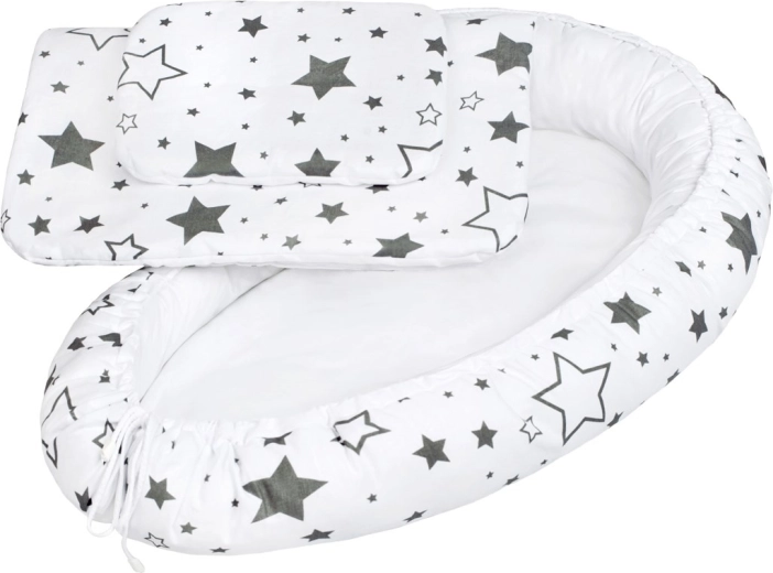 Luxusné hniezdočko s perinkou pre bábätko New Baby sivé hviezdy