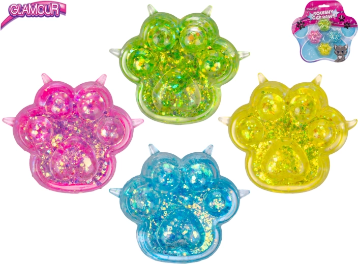 Glamour mini strečové gumičky do vlasov s motívom mačacej labky Sugar (4 ks)