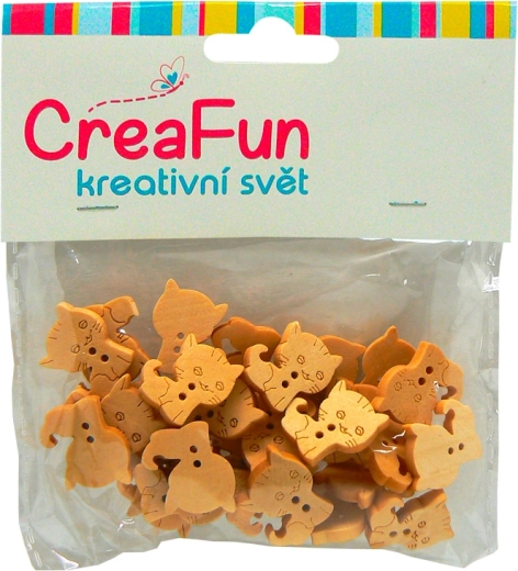 Drevené gombíky s motívom mačky, 30 ks (16 × 21 mm)