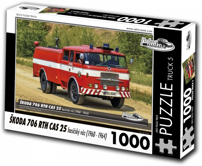 Puzzle Retro-autá Škoda 706 RTH CAS 25 hasičský voz 1000 dielikov