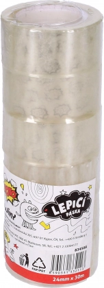 Priehľadná lepiaca páska 24 mm x 30 m - 6 ks