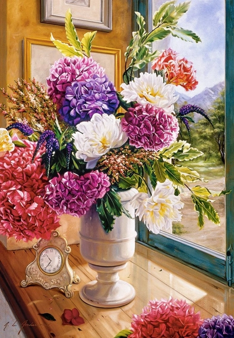 Puzzle 1000 dielikov – zátišie s hortenziami CASTORLAND