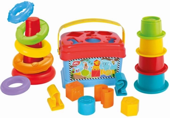 Súprava na hranie 3 v 1 - zasúvačka, pyramída a poháriky