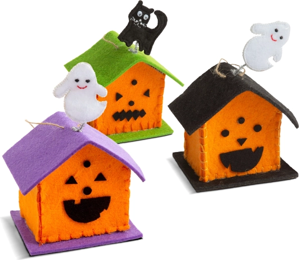 Halloweenska textilná dekorácia domček - 1 kus