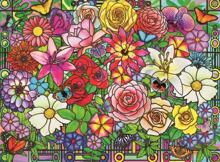 Ravensburger puzzle Kvetinový svet Tiffany XXL 100 dielikov
