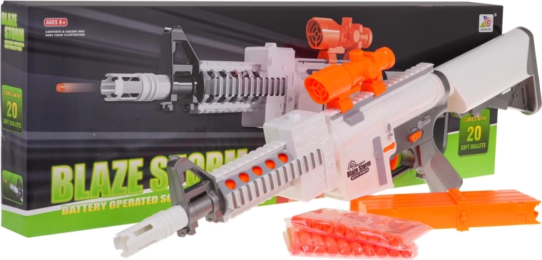 Penový poloautomatický blaster BLAZE STORM – biely