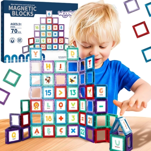 Woopie magnetické stavebné kocky 3D s číslami – 70 dielikov