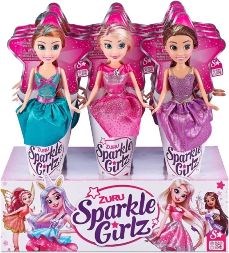 Bábika SPARKLE GIRLZ princezná v kornúte 10,5" – displej 12 ks