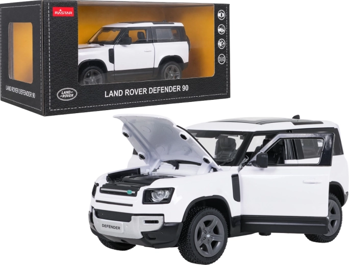 Kovový model auta Land Rover Defender 90 RASTAR – Biela