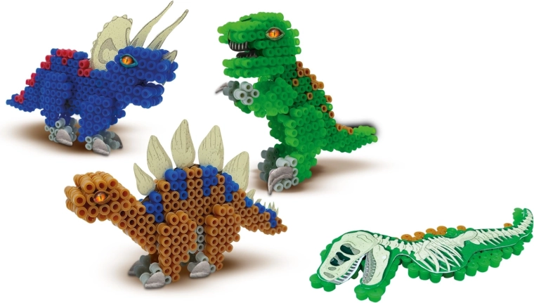 3D dinosaury z korálok