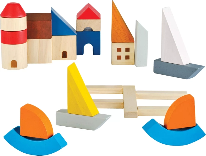 PlanToys drevená stavebnica pri mori (27 dielov)