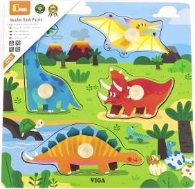 Drevené puzzle s kolíkmi Dinosaury Viga