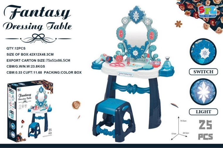 Interaktívny detský kozmetický stolík s osvetlením a doplnkami