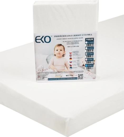 EKO napínacie prestieradlo s gumou, džersej biele 120 × 60 cm