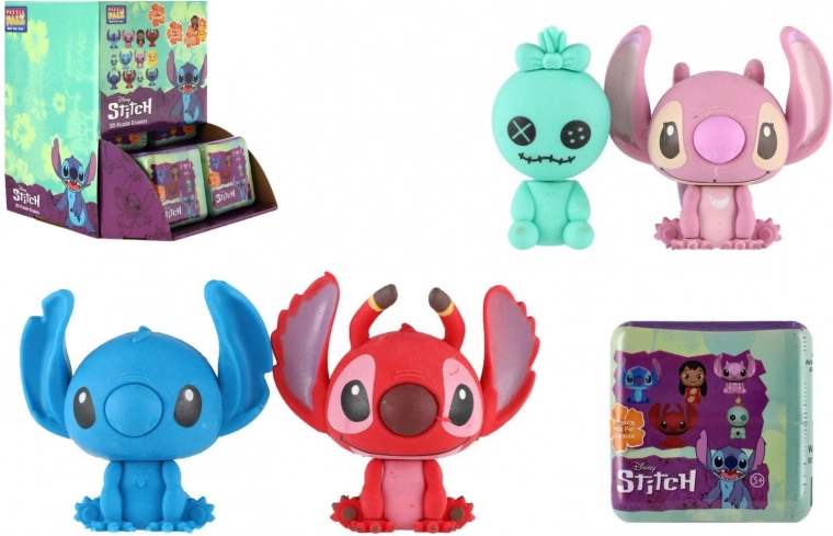 3D puzzle figúrky Lilo & Stitch – sada 2 gumových mini figúrok v krabičke