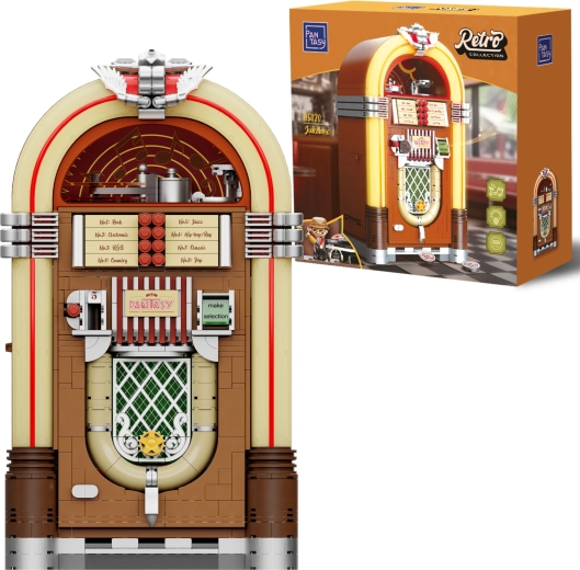 Pantasy retro interaktívny jukebox zo stavebných kociek (1273 dielikov)
