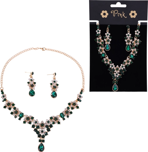 Ružový set náhrdelníka a náušníc Emerald Queen