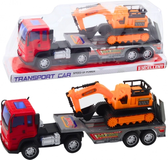 Súprava kamión s návesom a pásový bager