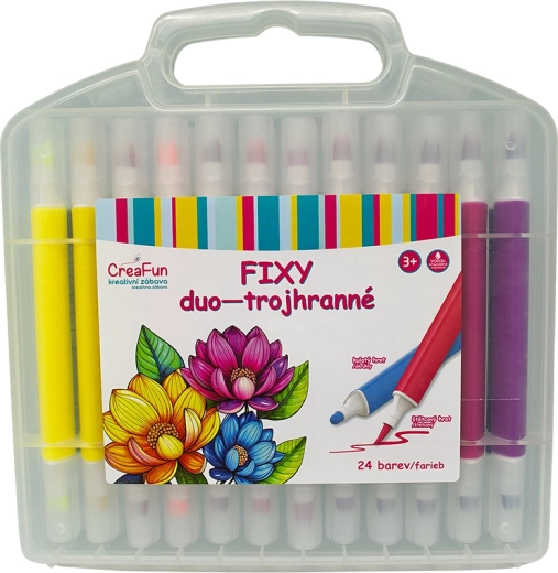 CreaFun fixky Duo trojhranné, 24 farieb