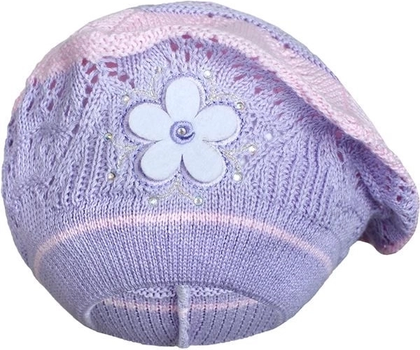 Pletená baretka New Baby fialová pre deti 3 – 4 roky