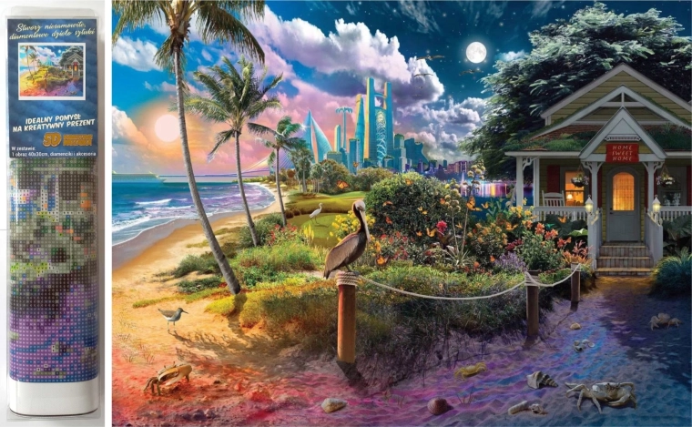 NORIMPEX diamantové maľovanie – dom na pláži 30 × 40 cm