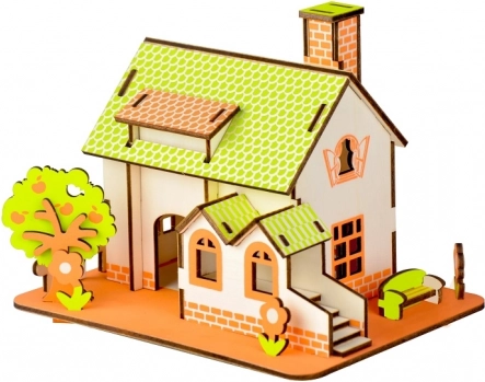 Woodcraft drevené 3D puzzle zelený dom