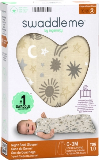 Bavlnený spací vak SwaddleMe™ Celestial Dance 1 TOG, 0–3 mesiace