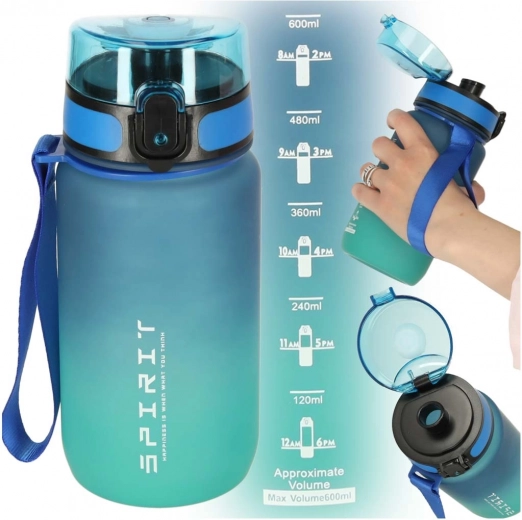 Športová fľaša s náustkom 600ml modrozelená