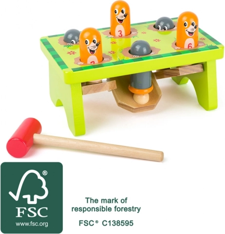 Zatloukačka SMALL FOOT Krtkovia z FSC dreva