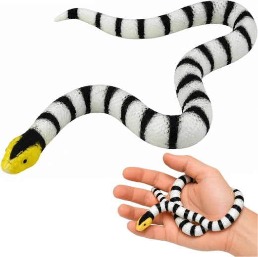 Realistický gumový had čierno-biely 33 cm