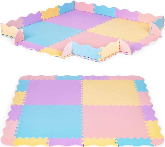 Penová hracia podložka puzzle s ohrádkou 141,5 × 141,5 cm, 24 ks IPLAY