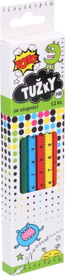 Drevená ceruzka HB so stupnicou 16 cm TOTO, sada 12 ks