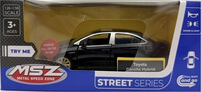 Model auta MSZ Toyota Corolla Hybrid so svetlom a zvukom, čierny