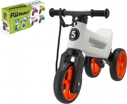 Odrážadlo Funny Wheels Rider SuperSport 2v1 s popruhom – Bielo‑oranžové