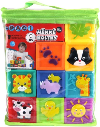 Mäkké pískacie kocky Paci-Paci so zvieratkami - 9 ks