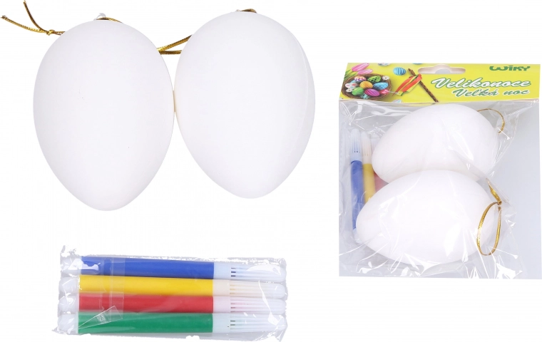 Plastové vajíčka na vyfarbovanie 5 × 8 cm, 2 ks s fixkami