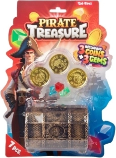 Pirátska truhlica s mincami a drahokamami pre deti