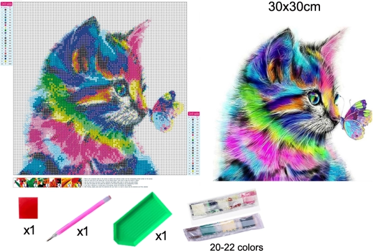 diamond painting mačiatko 30 × 30 cm