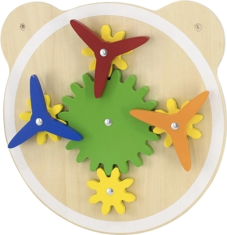 Drevená nástenná tabuľa s prevodmi a veterníkmi VIGA, FSC, Montessori